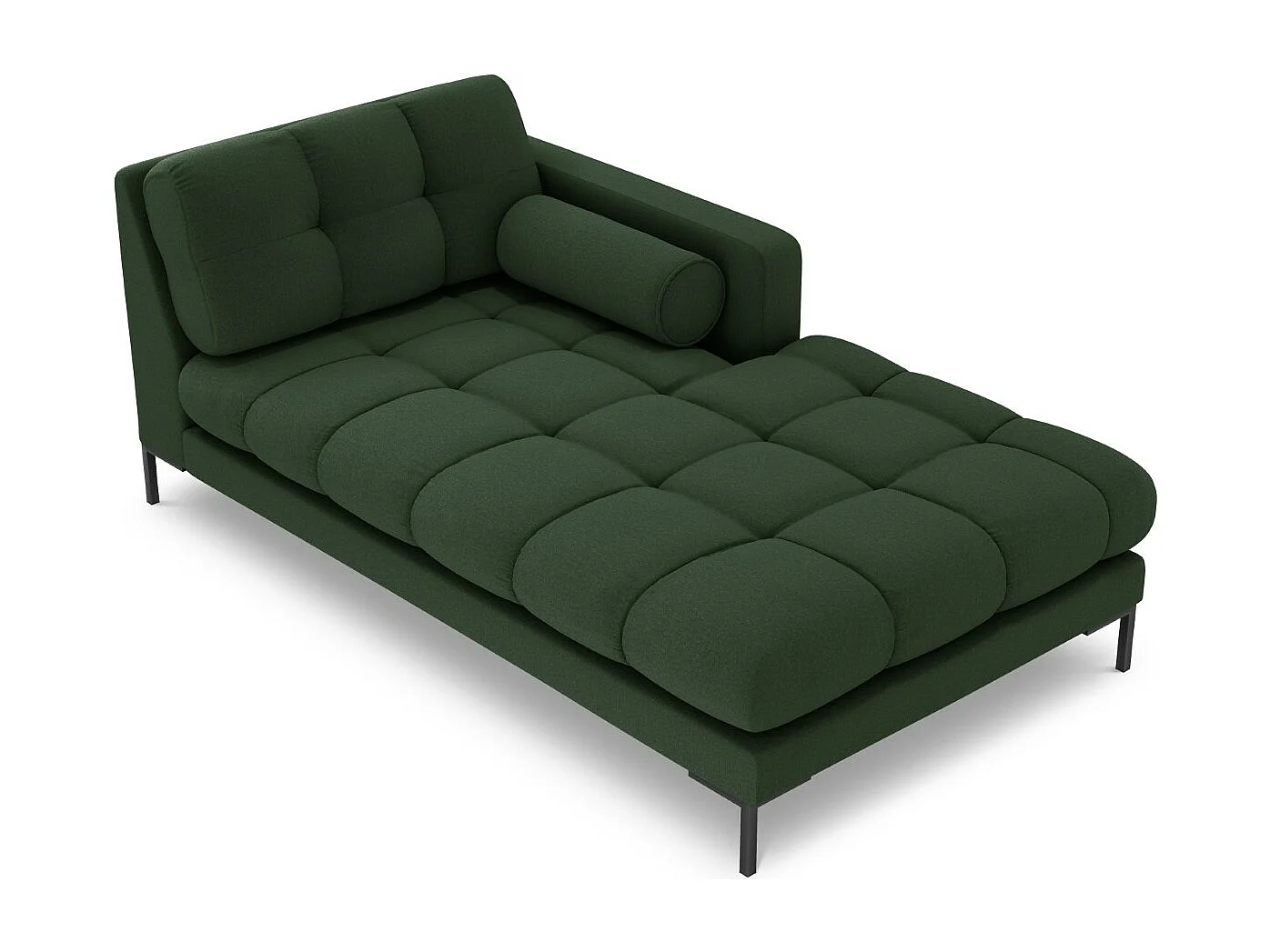 Cosmopolitan Design - Chaise longue destra "Bali" in tessuto strutturato verde scuro - 185x102x75cm