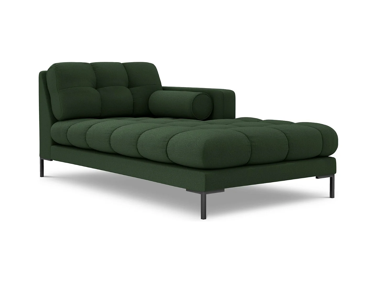 Cosmopolitan Design - Rechter chaise longue "Bali" Structurele stof, Donkergroen - 185x102x75cm