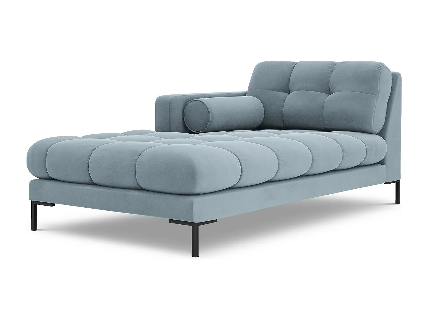 Cosmopolitan Design - Chaise longue sinistra "Bali" in velluto azzurro - 185x102x75cm