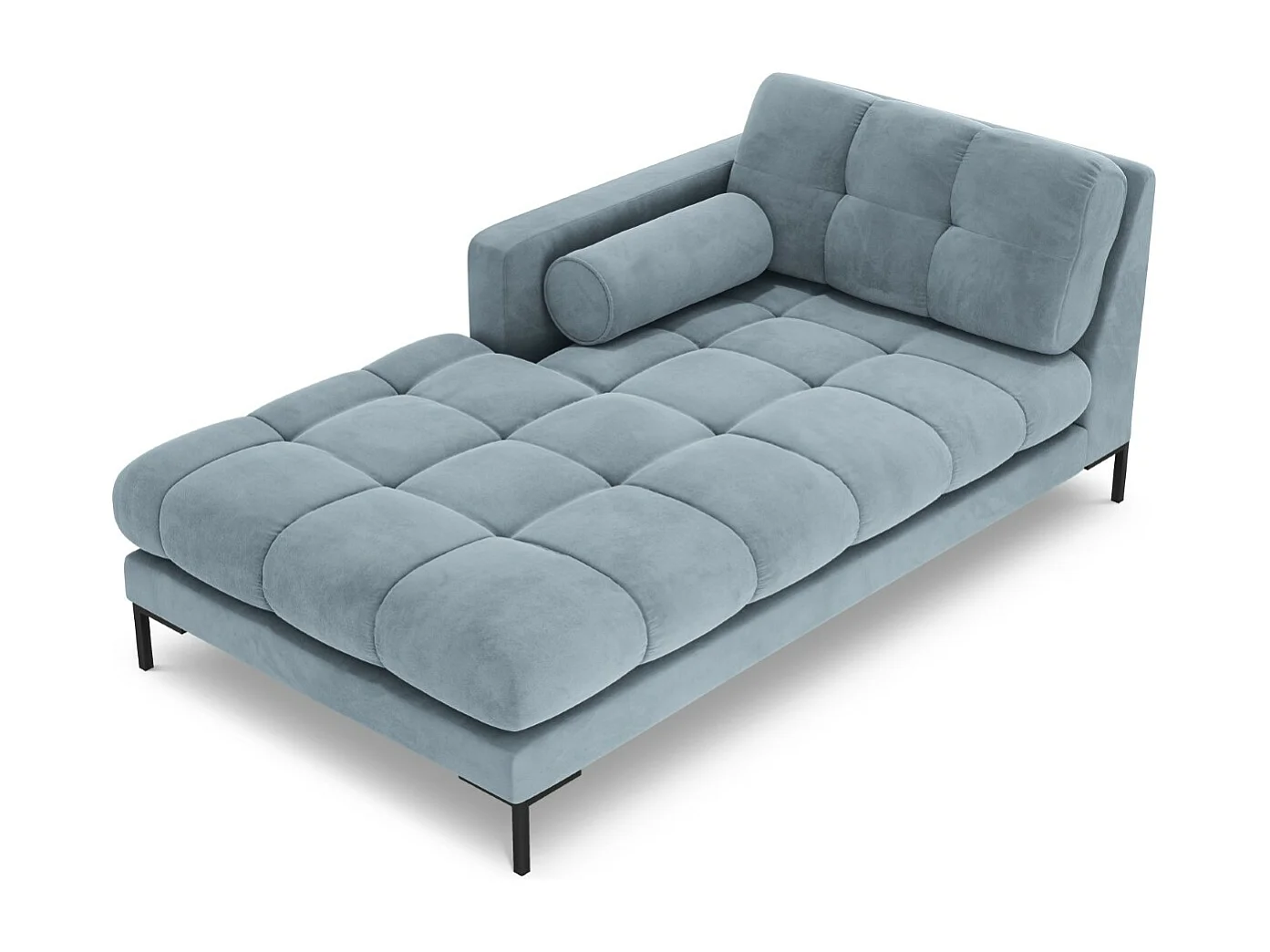 Cosmopolitan Design - Chaise longue esquerda "Bali" em veludo azul claro - 185x102x75cm