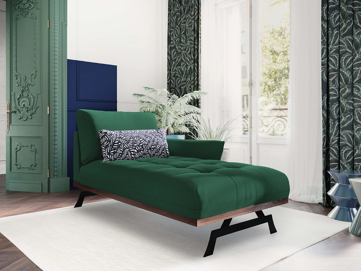 CXL by Christian Lacroix - Szezlong bok prawy, "Olivier" tkanina strukturalna, zielony - 171x100x87cm