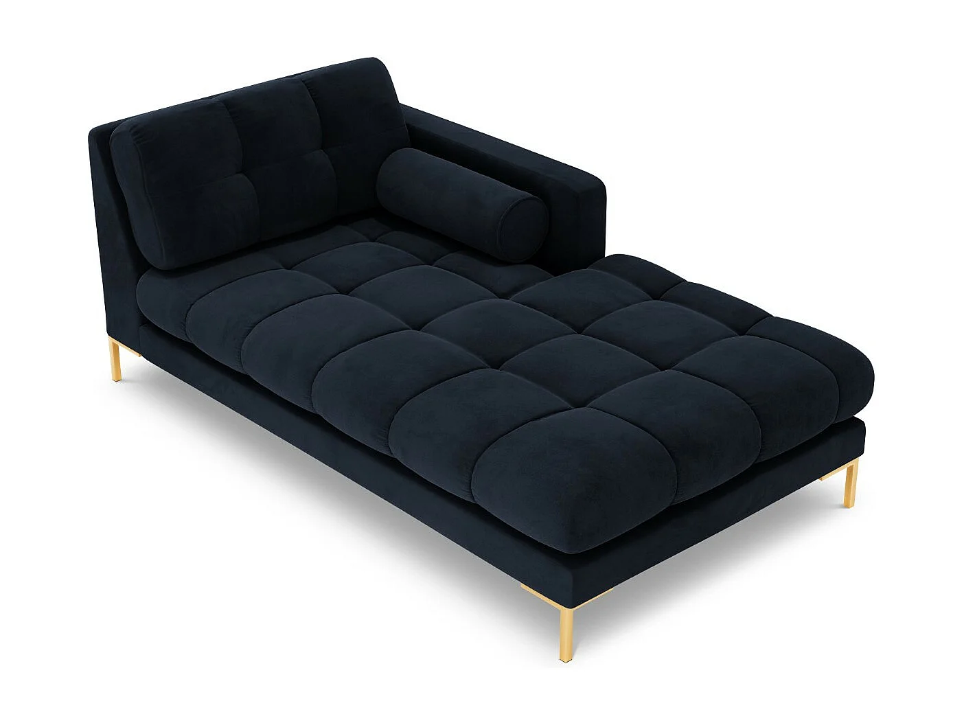 Cosmopolitan Design - Chaise longue destra "Bali" in velluto blu scuro - 185x102x75cm