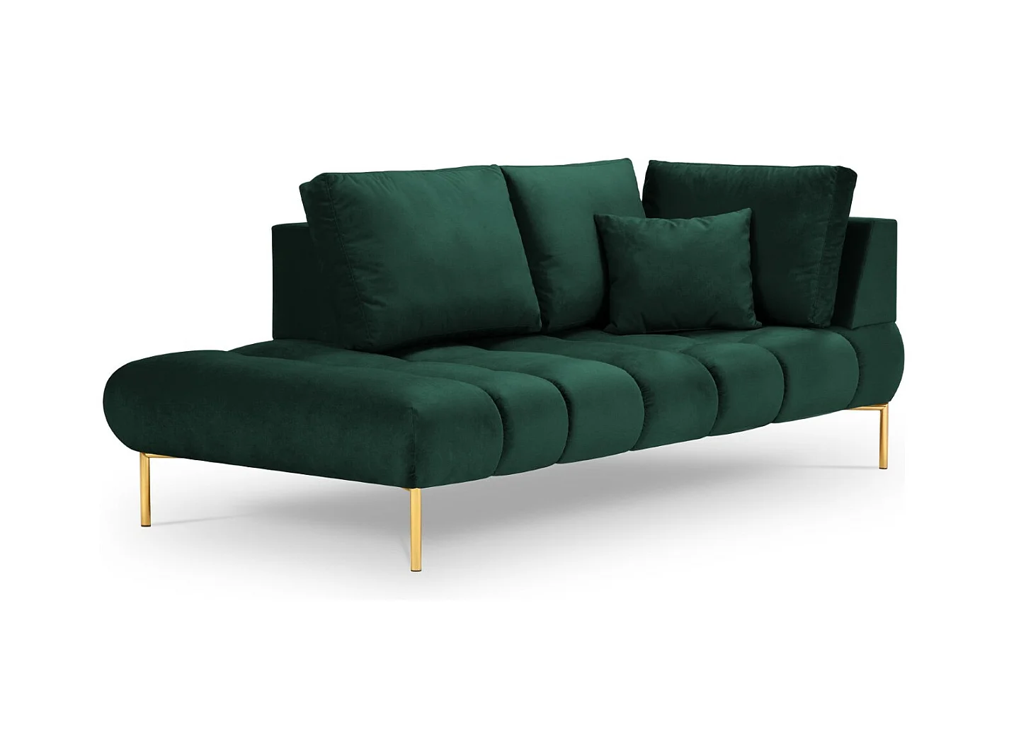 Cosmopolitan Design - Méridienne gauche "Hastings" 2 places en velours vert bouteille - 216x102x75cm