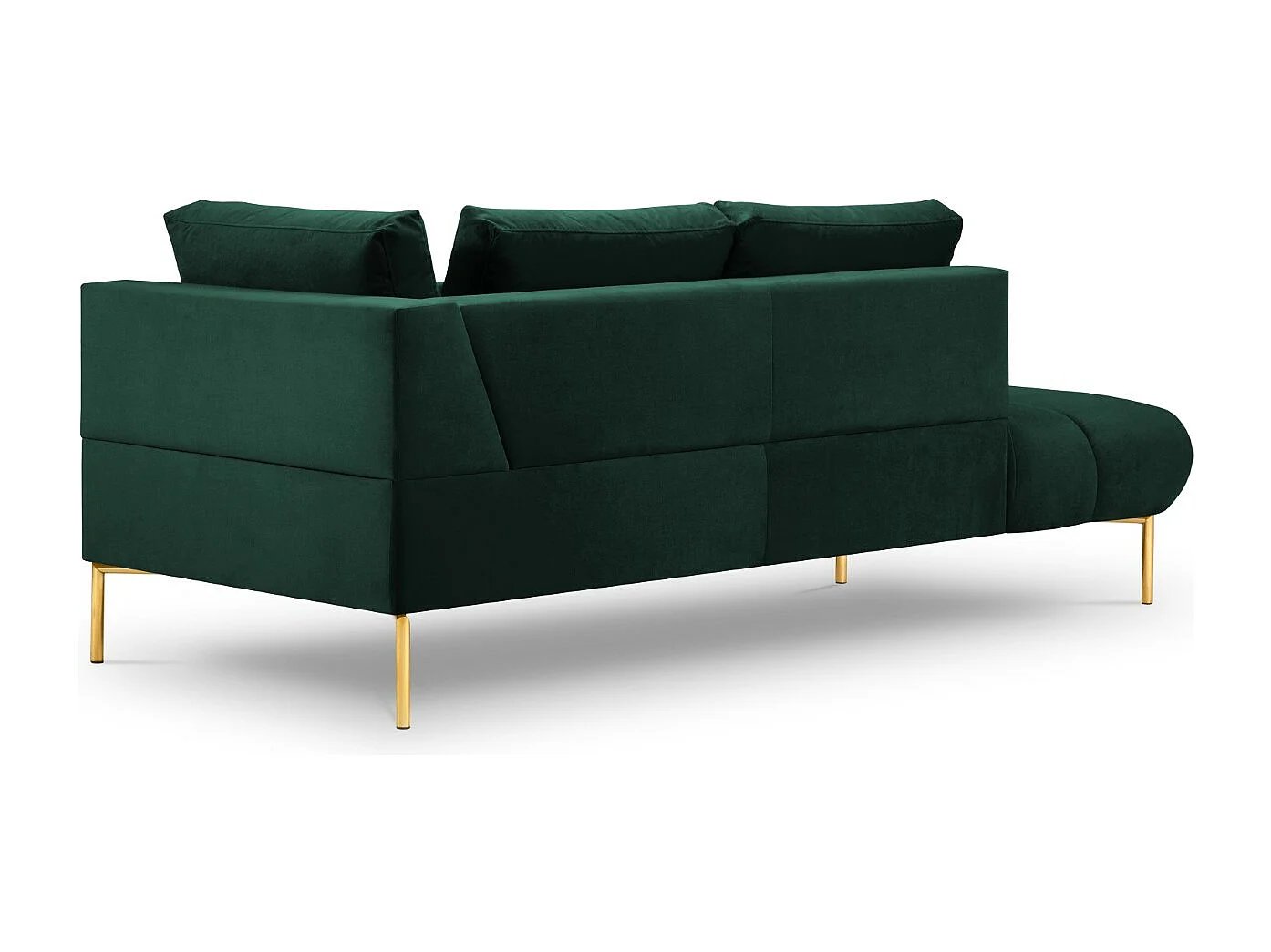 Cosmopolitan Design - Chaise longue esquerda "Hastings" 2 lugares em veludo verde garrafa - 216x102x75cm