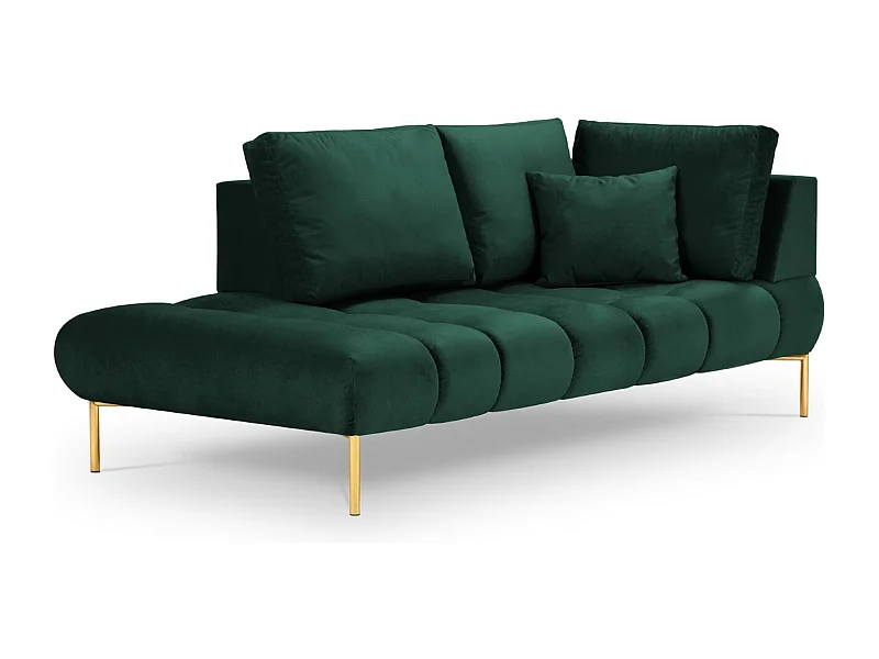 Cosmopolitan Design - Chaise longue esquerda "Hastings" 2 lugares em veludo verde garrafa - 216x102x75cm