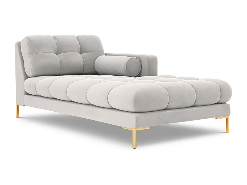 Cosmopolitan Design - Chaiselongue rechts "Bali" aus Samt silber - 185x102x75cm