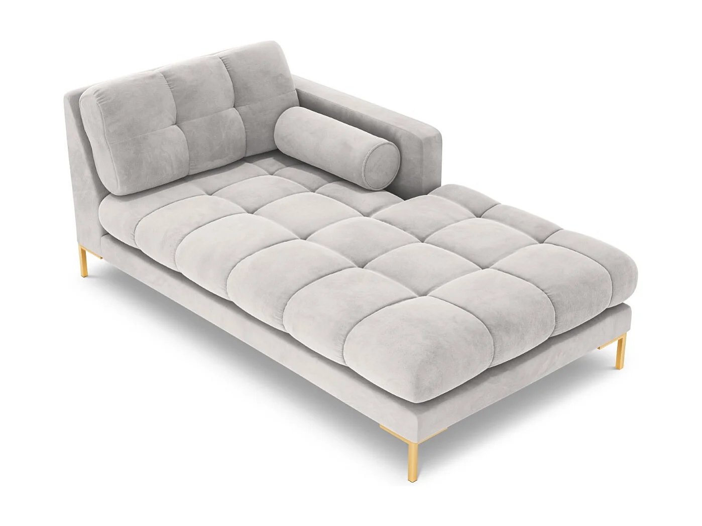 Cosmopolitan Design - Chaise longue destra "Bali" in velluto argento - 185x102x75cm