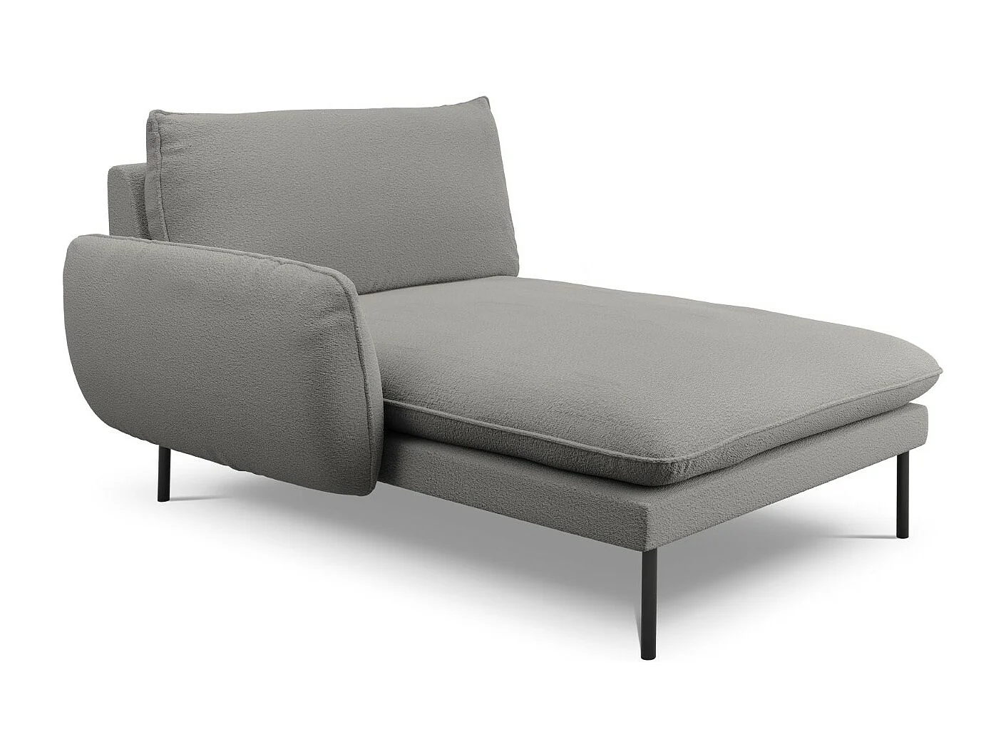 Cosmopolitan Design - Chaise longue de angulo izquierdo "Vienna" de tejido bouclé gris - 170x110x95cm