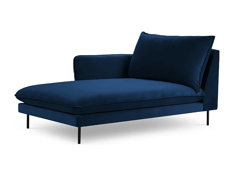 Cosmopolitan Design - Chaise longue esquerda "Vienna" em veludo azul real - 170x110x95cm
