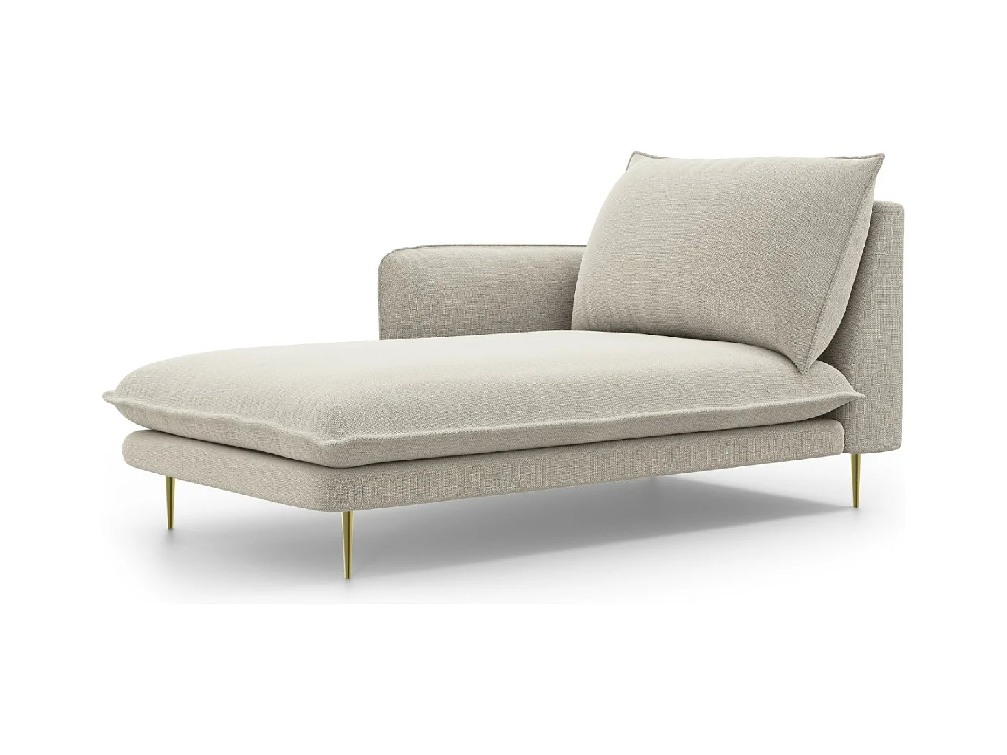 Cosmopolitan Design - Méridienne gauche "Vienna" en tissu structurel beige clair - 170x110x95cm