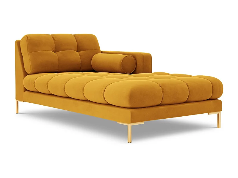 Cosmopolitan Design - Chaise longue de angulo derecho "Bali" de terciopelo amarillo - 185x102x75cm