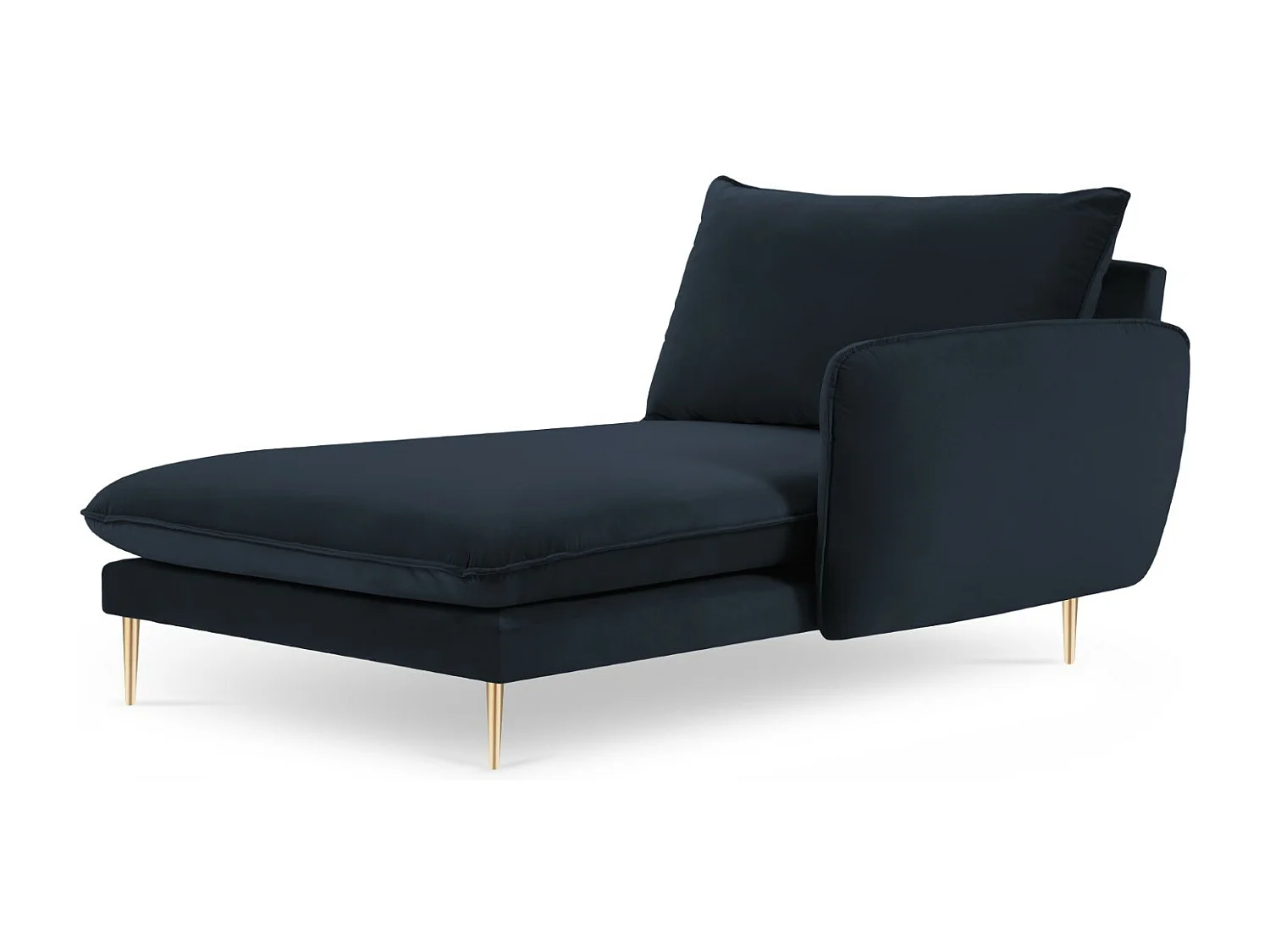 Cosmopolitan Design - Rechter chaise longue "Vienna" Flueel, Donkerblauw - 170x110x95cm