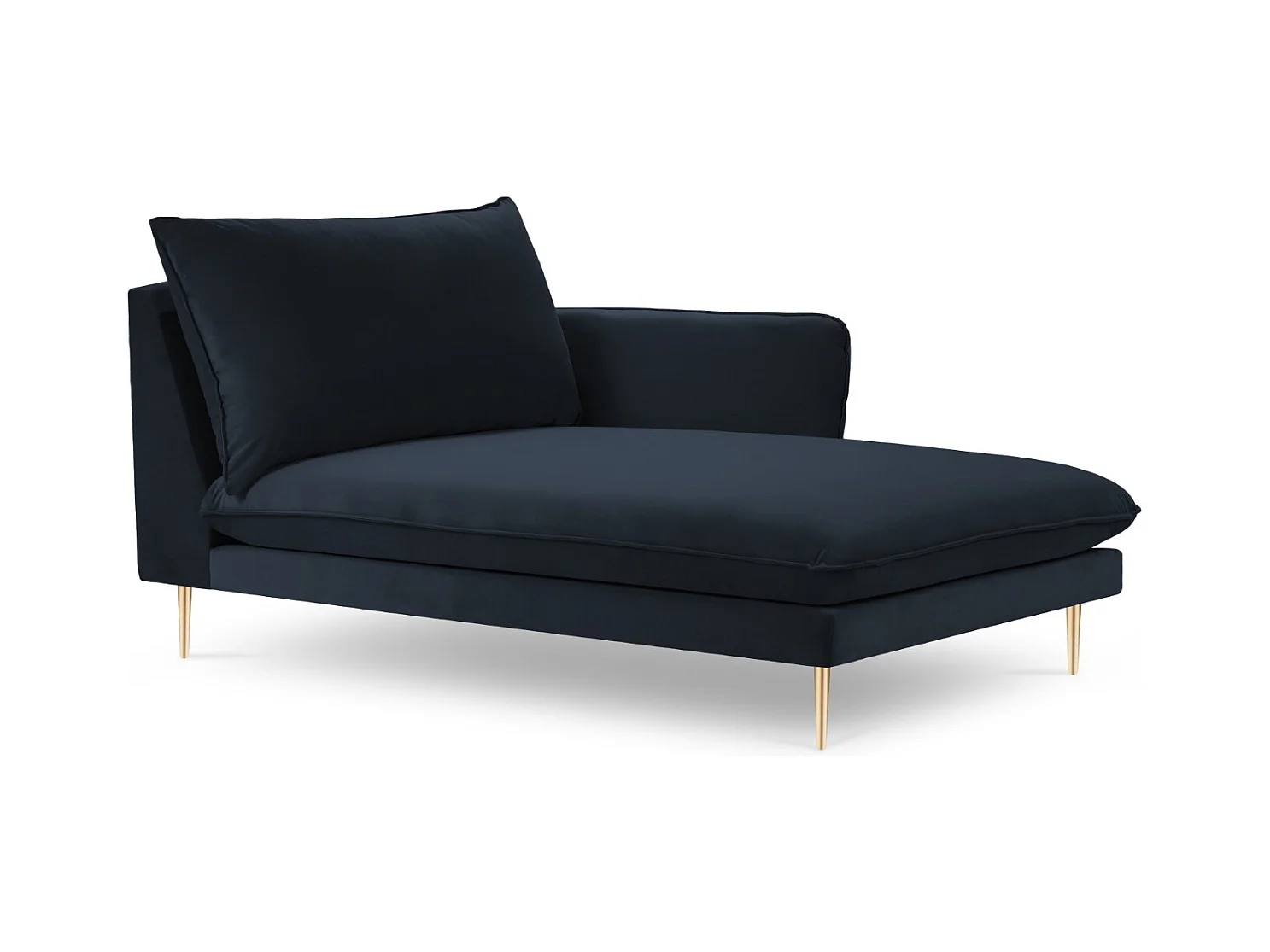Cosmopolitan Design - Rechter chaise longue "Vienna" Flueel, Donkerblauw - 170x110x95cm