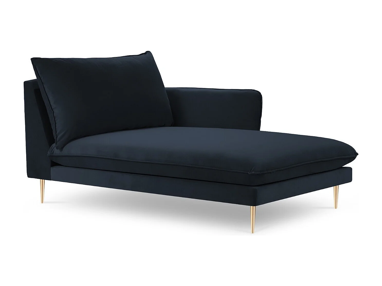 Cosmopolitan Design - Chaise longue direita "Vienna" em veludo azul escuro - 170x110x95cm