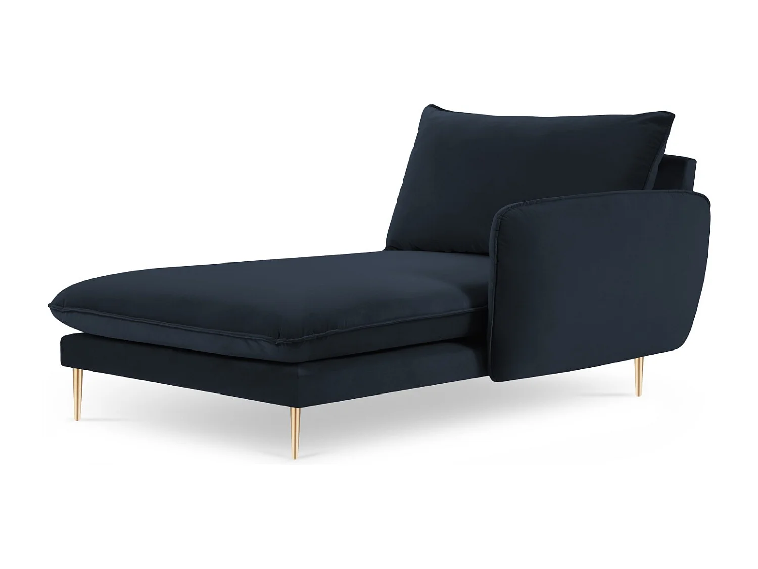 Cosmopolitan Design - Chaise longue direita "Vienna" em veludo azul escuro - 170x110x95cm