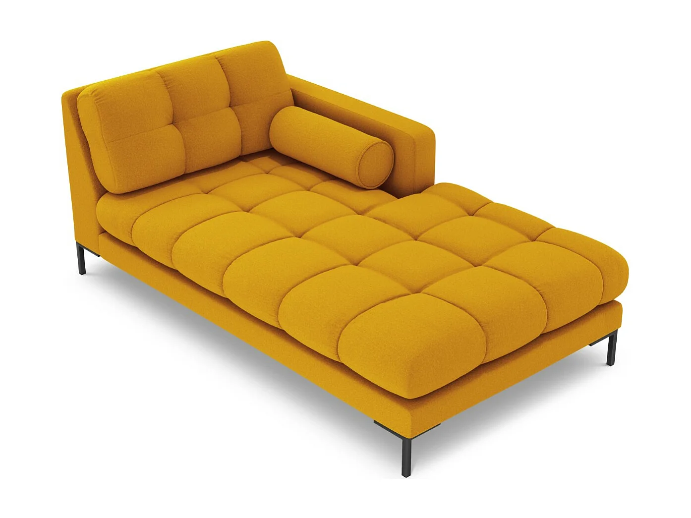 Cosmopolitan Design - Chaise longue direita "Bali" em tecido estrutural amarelo - 185x102x75cm