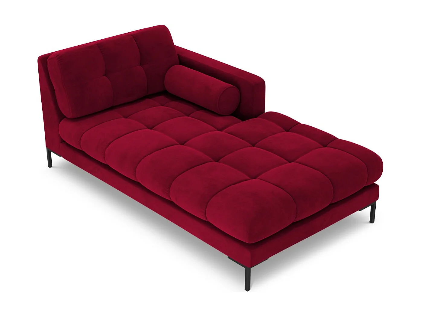 Cosmopolitan Design - Rechter chaise longue "Bali" Flueel, Rood - 185x102x75cm