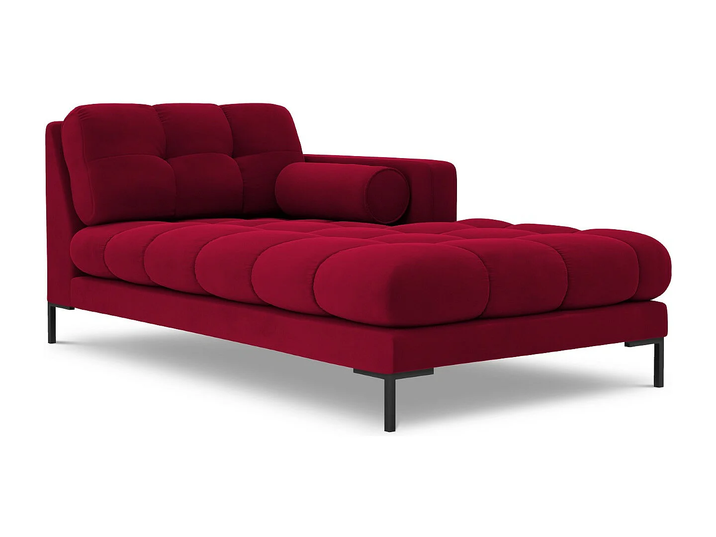 Cosmopolitan Design - Chaise longue direita "Bali" em veludo vermelho - 185x102x75cm