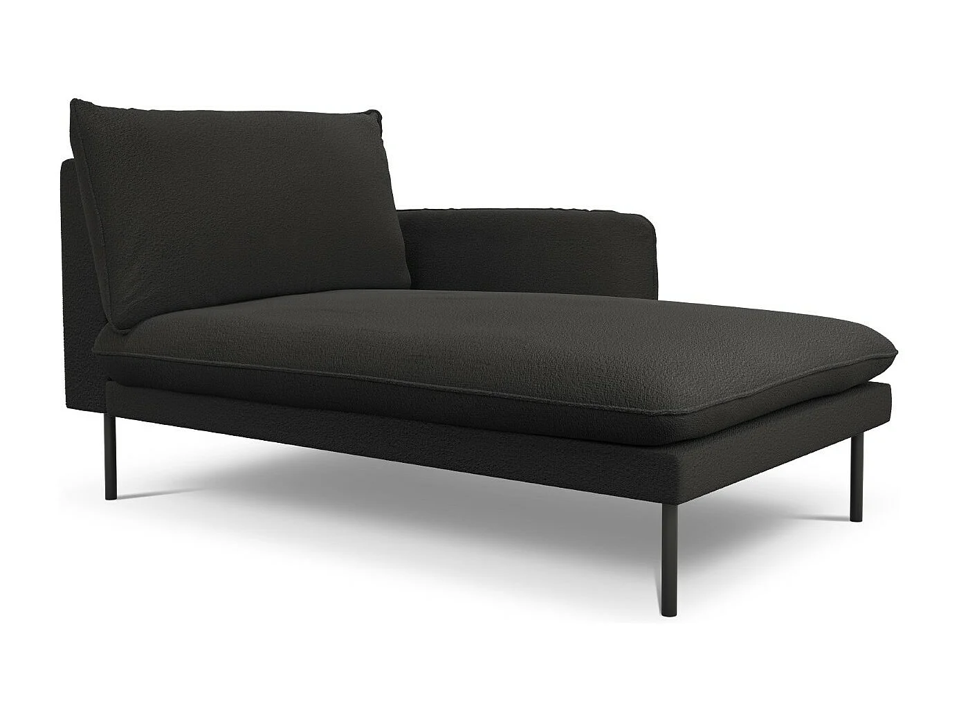 Cosmopolitan Design - Chaise longue de angulo derecho "Vienna" de tejido bouclé negro - 170x110x95cm