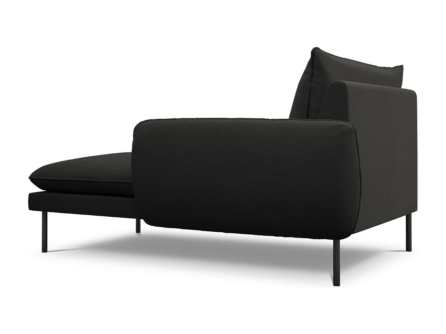 Cosmopolitan Design - Chaise longue de angulo derecho "Vienna" de tejido bouclé negro - 170x110x95cm