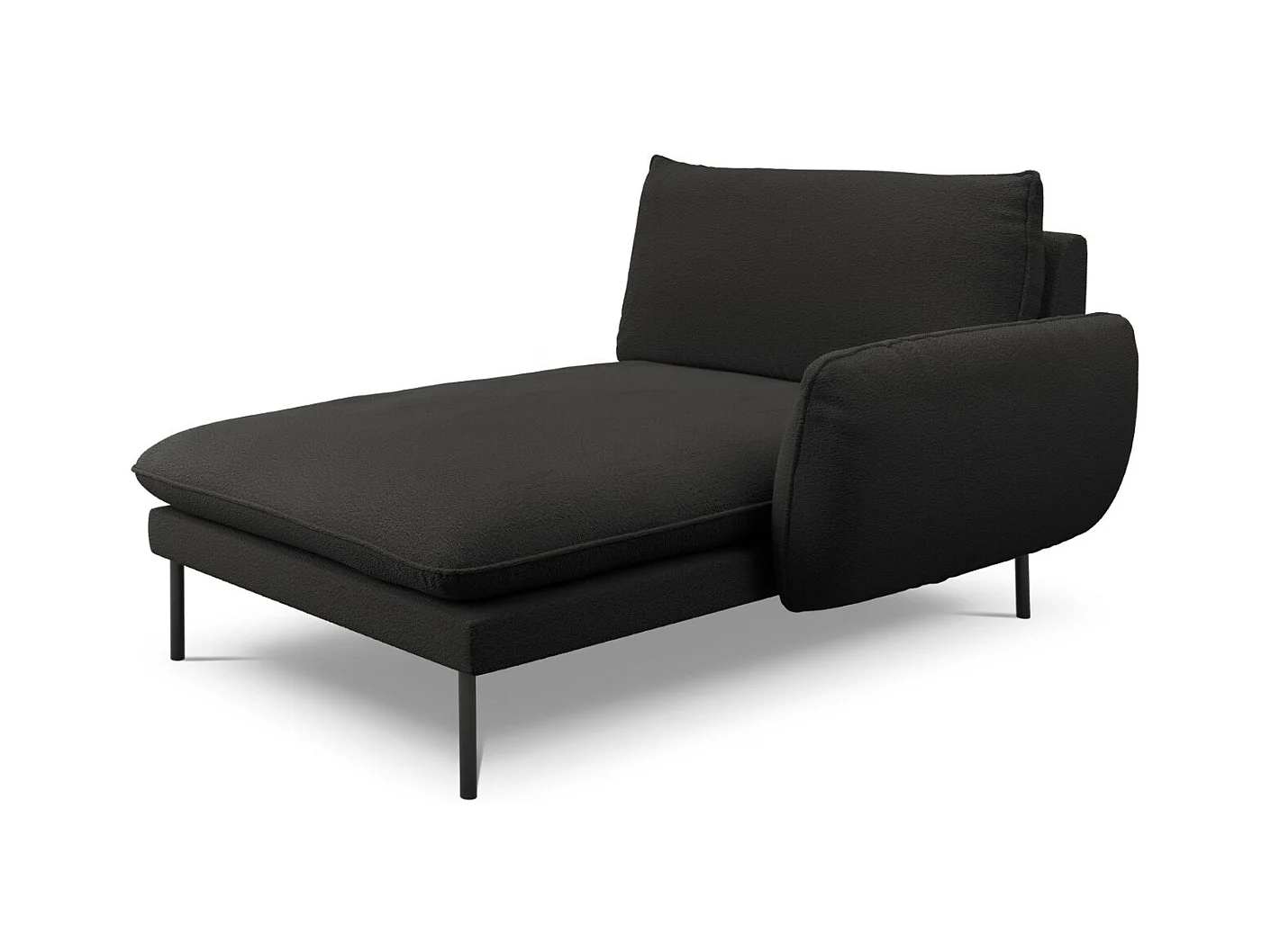 Cosmopolitan Design - Rechter chaise longue "Vienna" Boucle, Zwart - 170x110x95cm