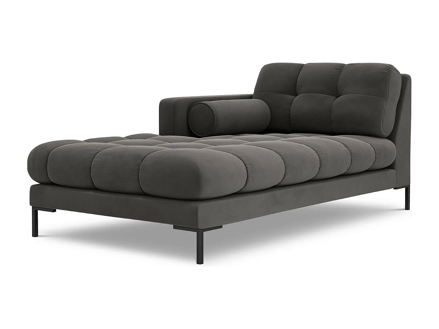 Cosmopolitan Design - Chaise longue sinistra "Bali" in velluto grigio scuro - 185x102x75cm