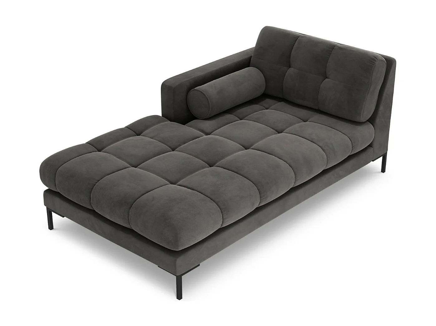 Cosmopolitan Design - Chaise longue sinistra "Bali" in velluto grigio scuro - 185x102x75cm