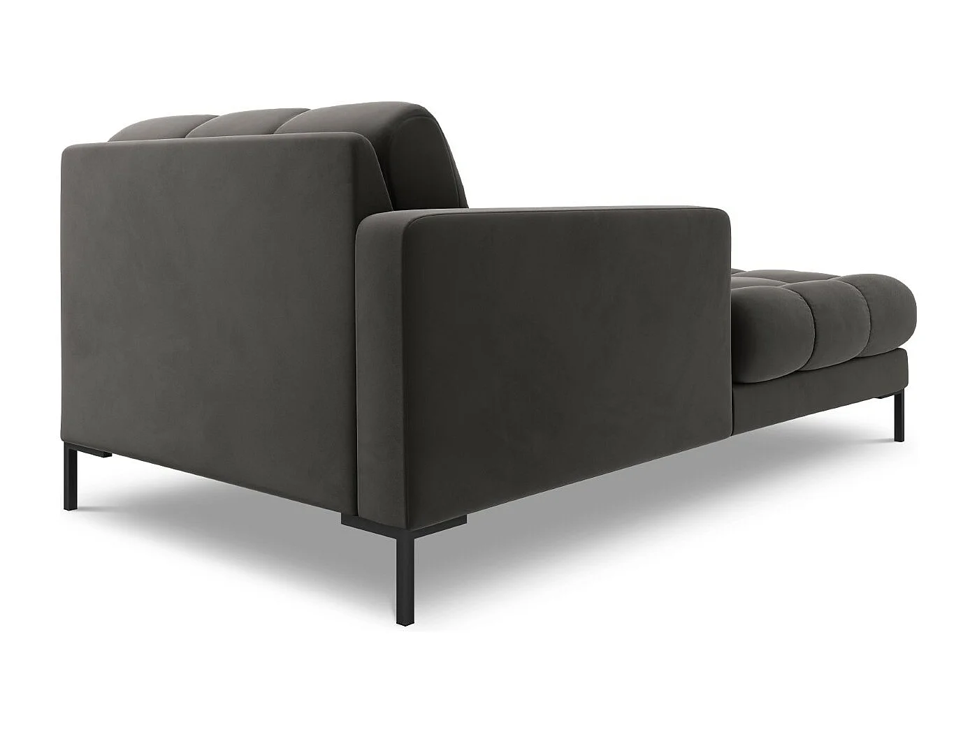 Cosmopolitan Design - Chaise longue esquerda "Bali" em veludo cinza escuro - 185x102x75cm