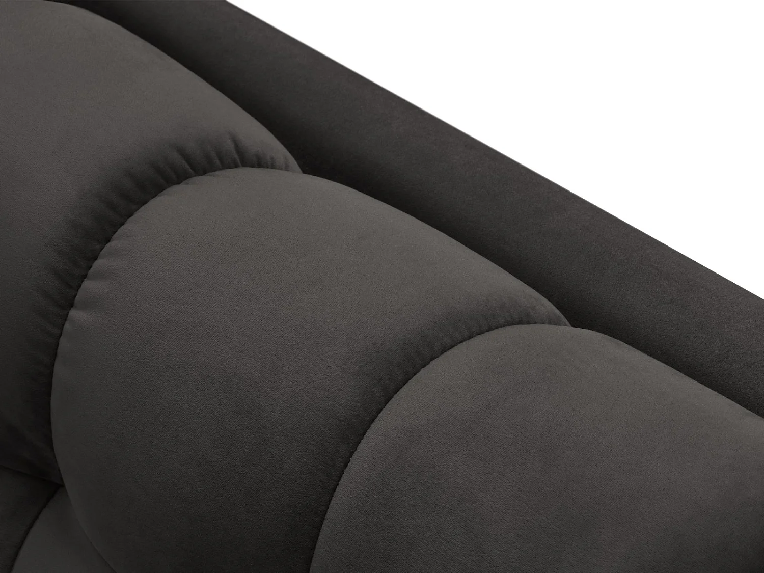 Cosmopolitan Design - Chaise longue esquerda "Bali" em veludo cinza escuro - 185x102x75cm