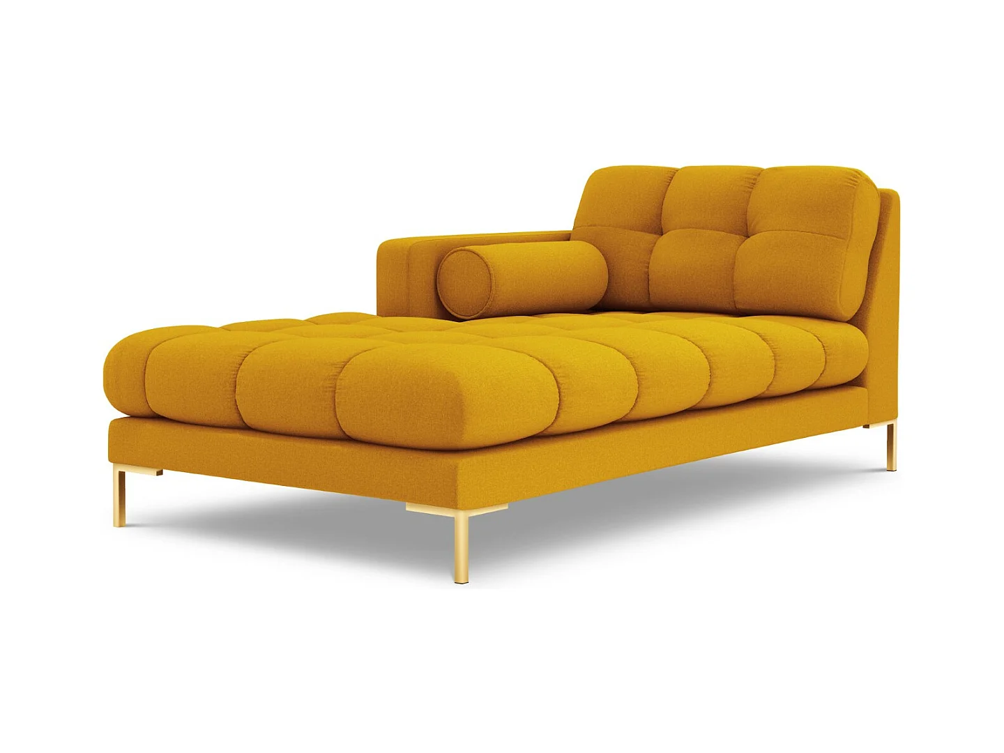 Cosmopolitan Design - Méridienne gauche "Bali" en tissu structurel jaune - 185x102x75cm