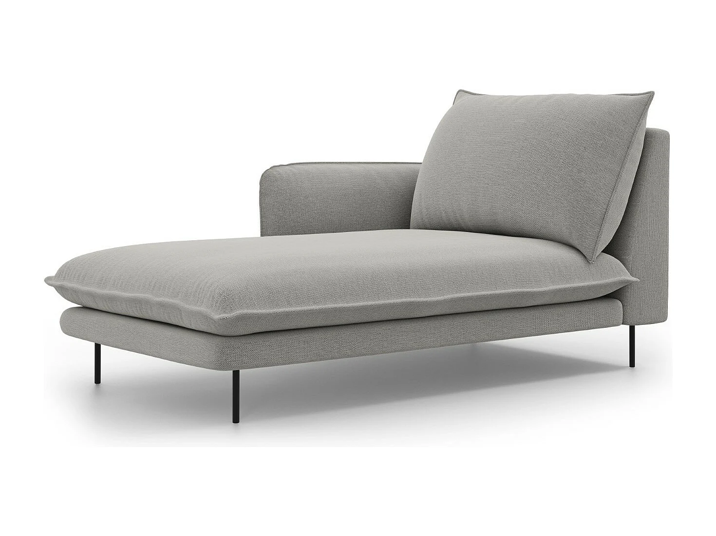 Cosmopolitan Design - Chaiselongue links "Vienna" aus strukturiertem Stoff hellgrau - 170x110x95cm