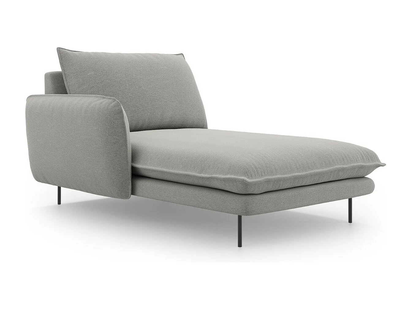 Cosmopolitan Design - Chaiselongue links "Vienna" aus strukturiertem Stoff hellgrau - 170x110x95cm