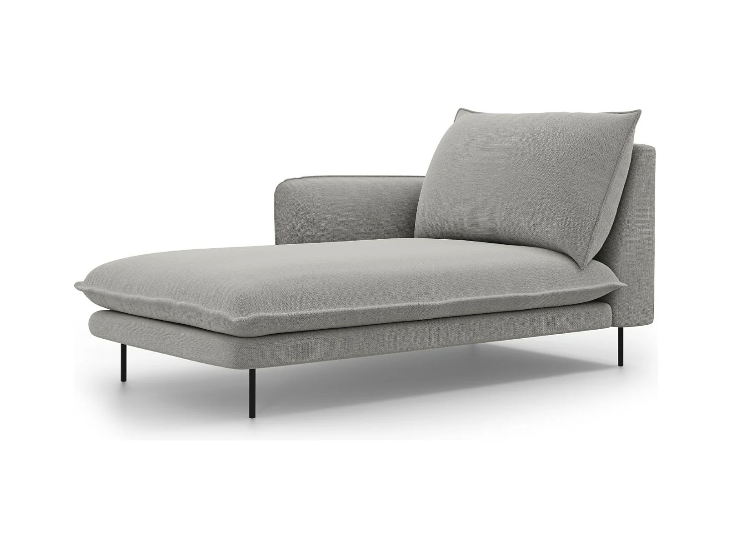 Cosmopolitan Design - Linker meridiaan "Vienna" Structurele stof, Lichtgrijs - 170x110x95cm