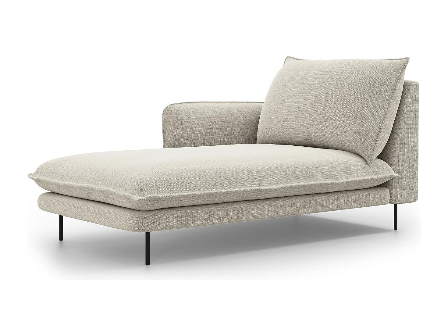 Cosmopolitan Design - Chaise longue sinistra "Vienna" in tessuto strutturato beige chiaro - 170x110x95cm