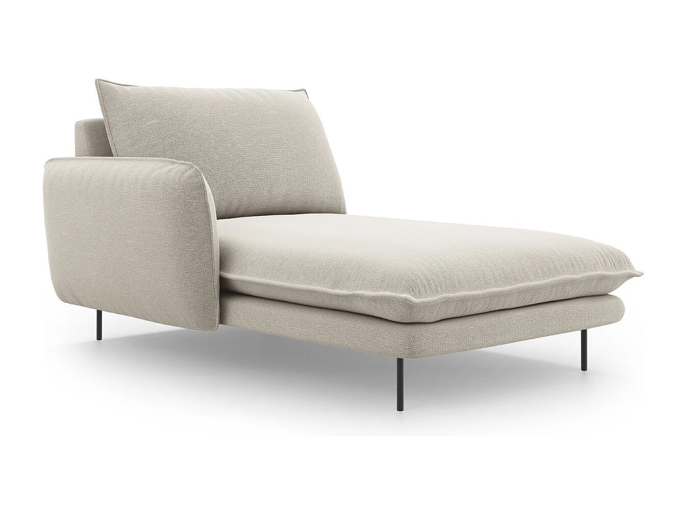 Cosmopolitan Design - Chaise longue sinistra "Vienna" in tessuto strutturato beige chiaro - 170x110x95cm