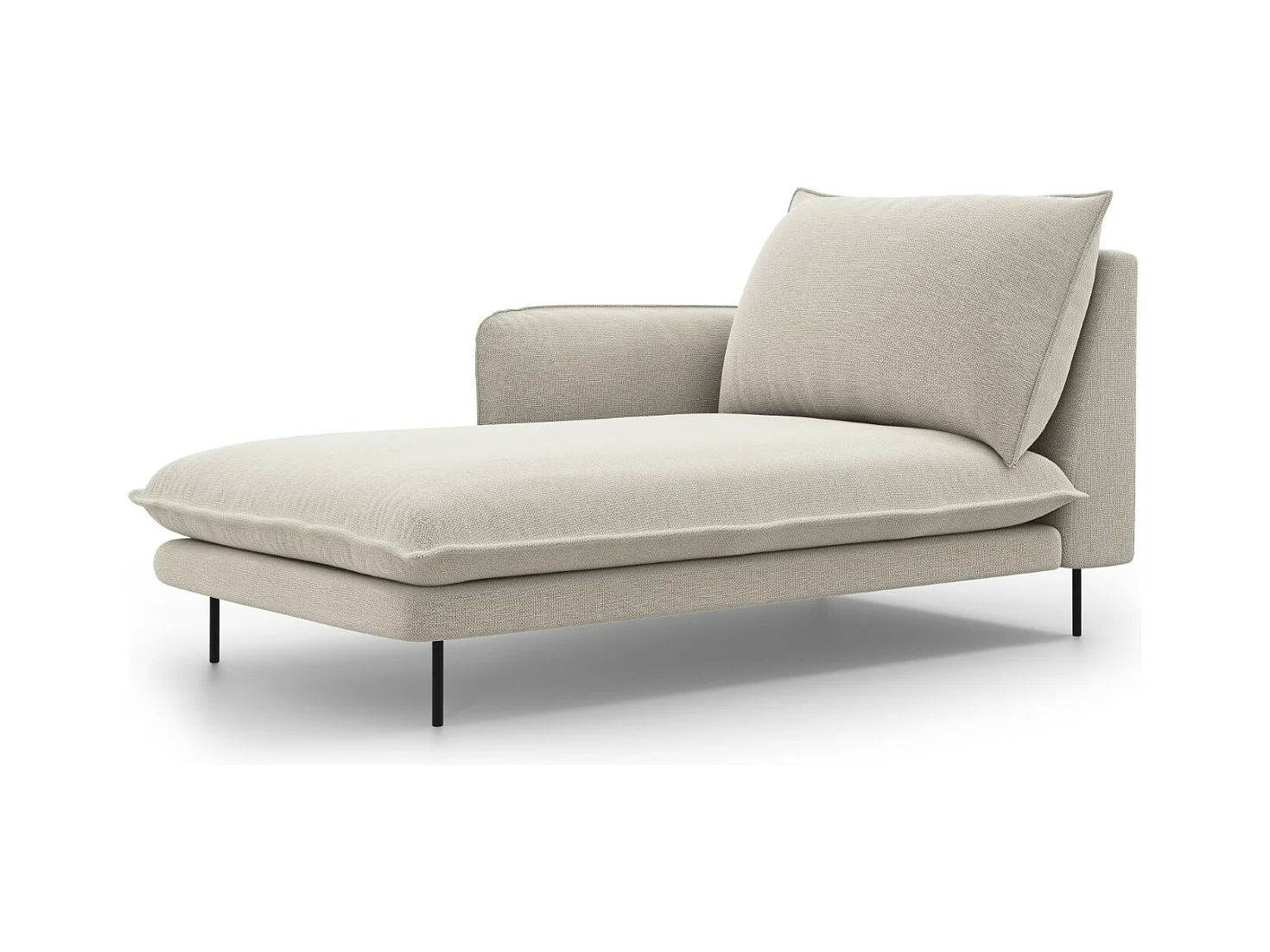 Cosmopolitan Design - Linker meridiaan "Vienna" Structurele stof, Lichtbeige - 170x110x95cm