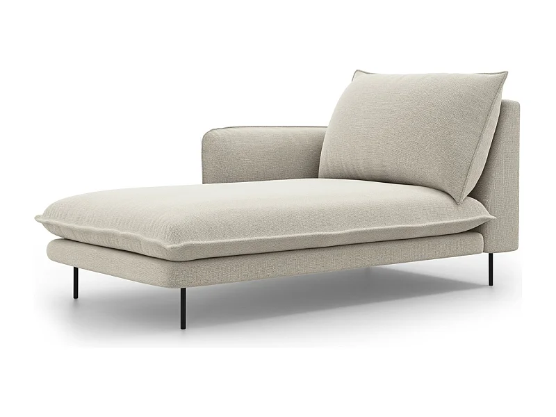 Cosmopolitan Design - Chaise longue de angulo izquierdo "Vienna" de tejido estructural beige claro - 170x110x95cm