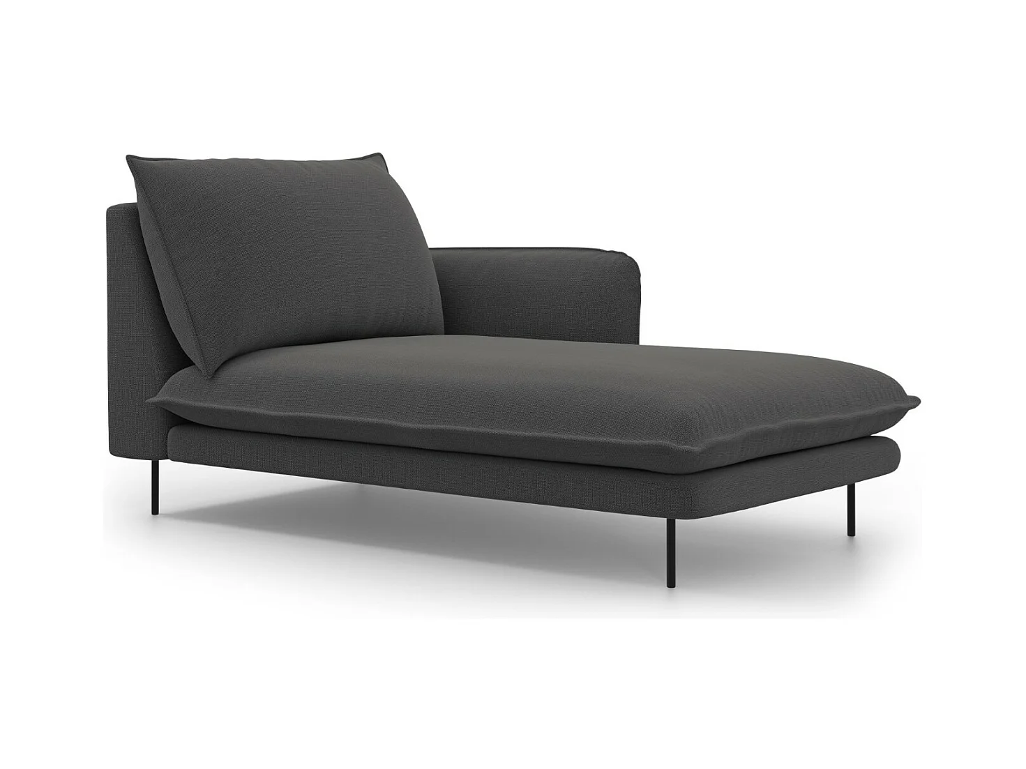 Cosmopolitan Design - Méridienne droite "Vienna" en tissu structurel gris foncé - 170x110x95cm