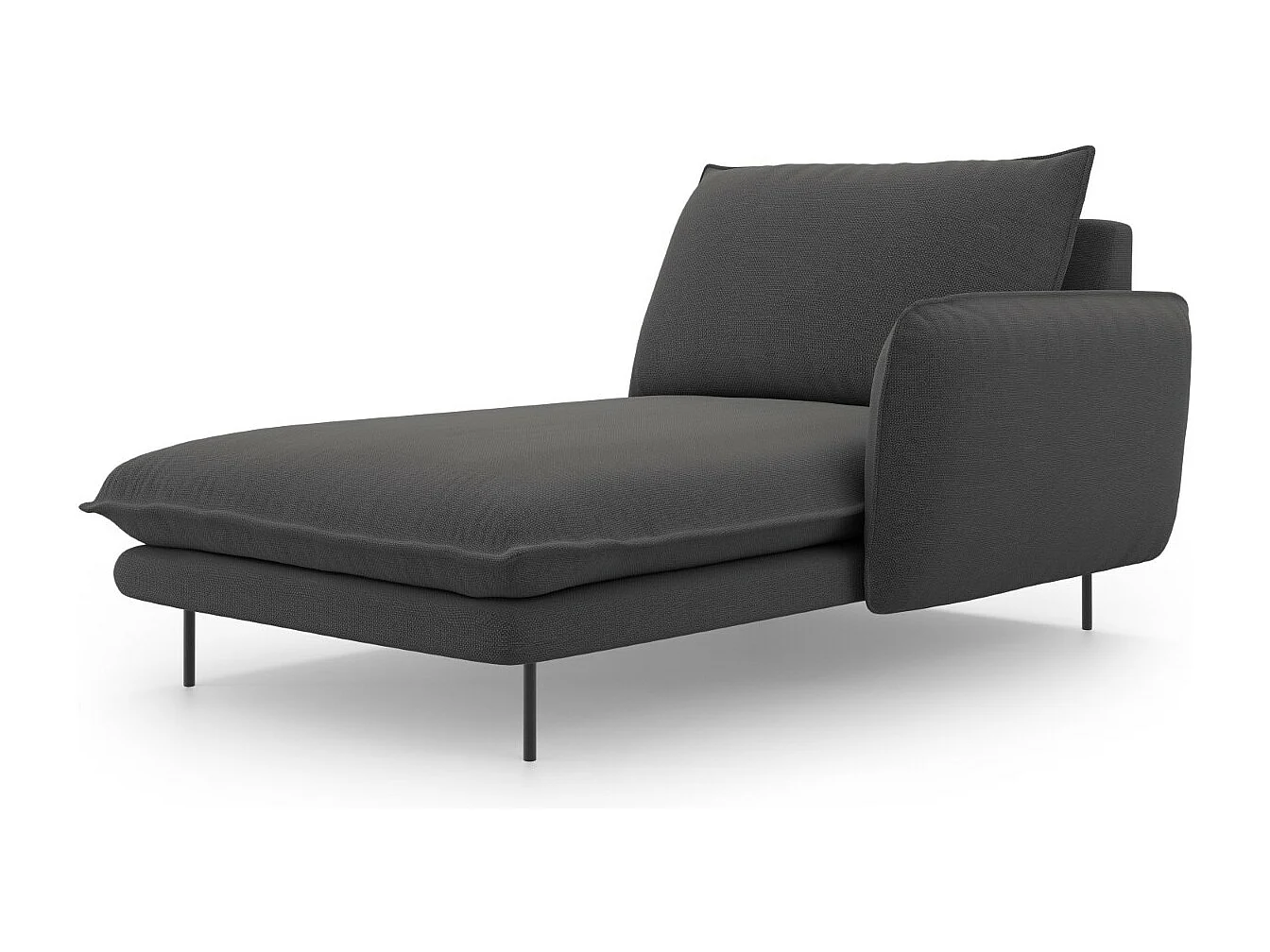 Cosmopolitan Design - Rechter chaise longue "Vienna" Structurele stof, Donkergrijs - 170x110x95cm