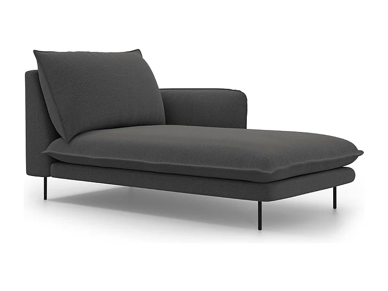 Cosmopolitan Design - Chaise longue destra "Vienna" in tessuto strutturato grigio scuro - 170x110x95cm