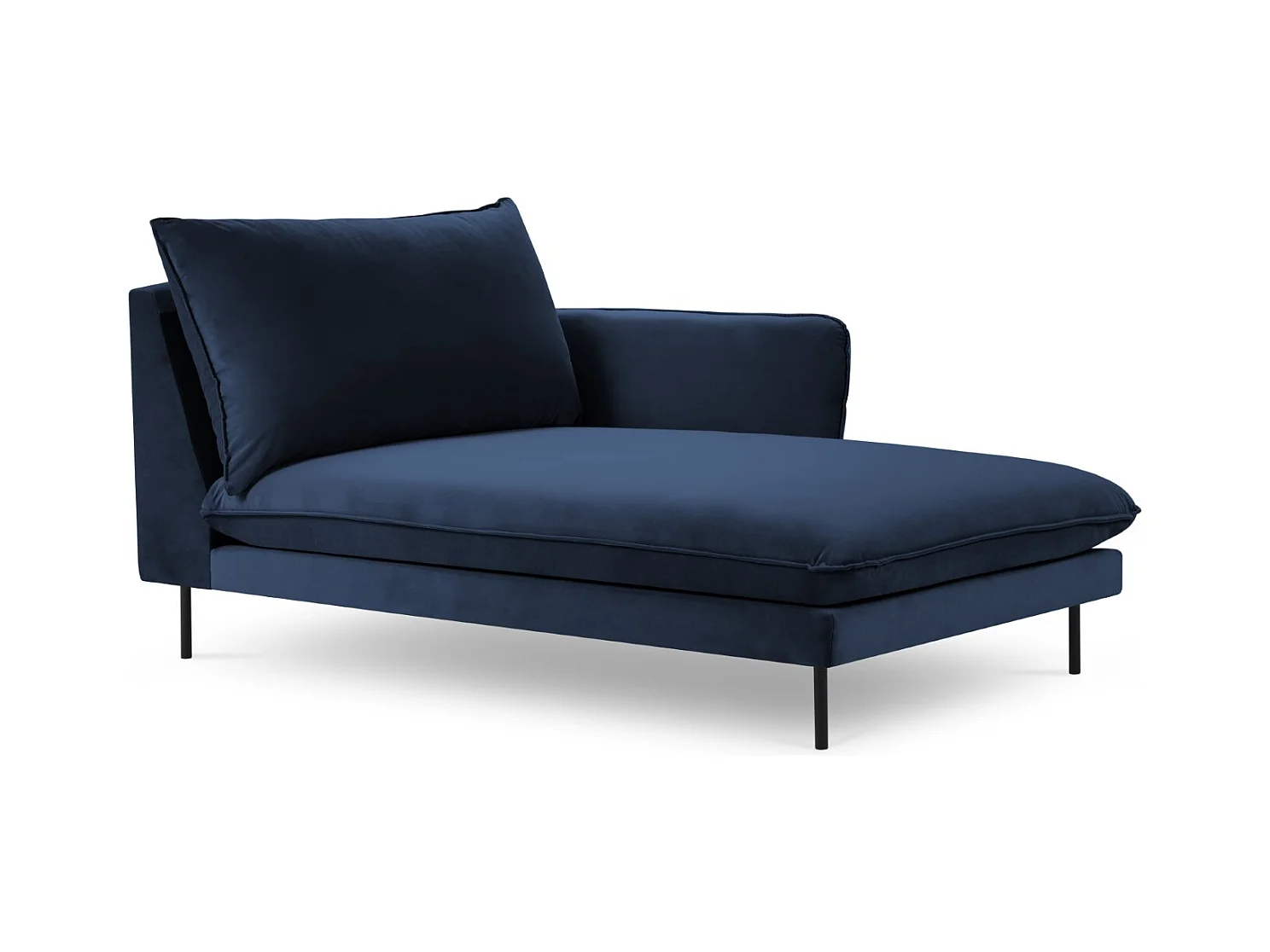 Cosmopolitan Design - Rechter chaise longue "Vienna" Flueel, Koningsblauw - 170x110x95cm