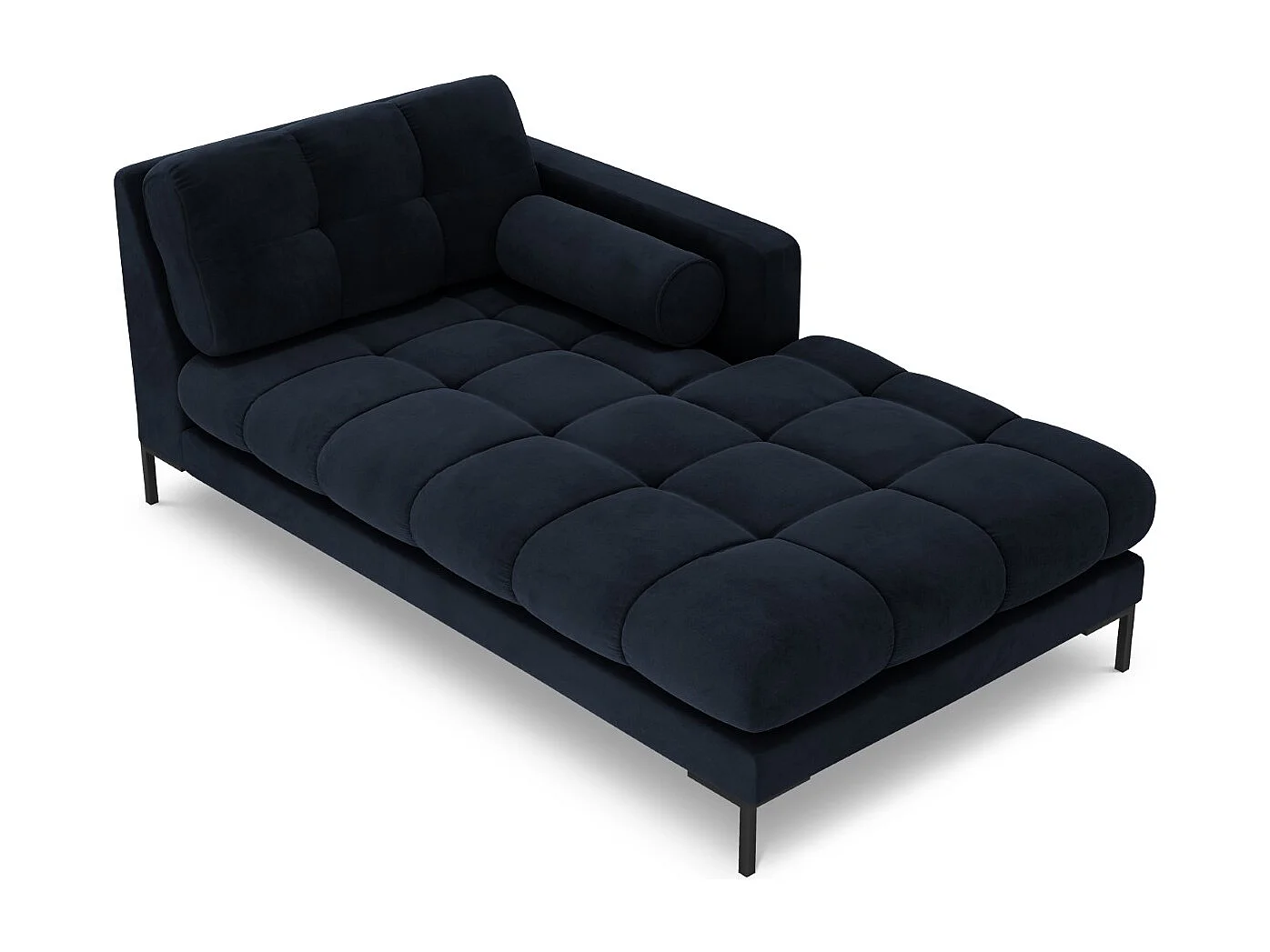 Cosmopolitan Design - Chaise longue direita "Bali" em veludo azul escuro - 185x102x75cm