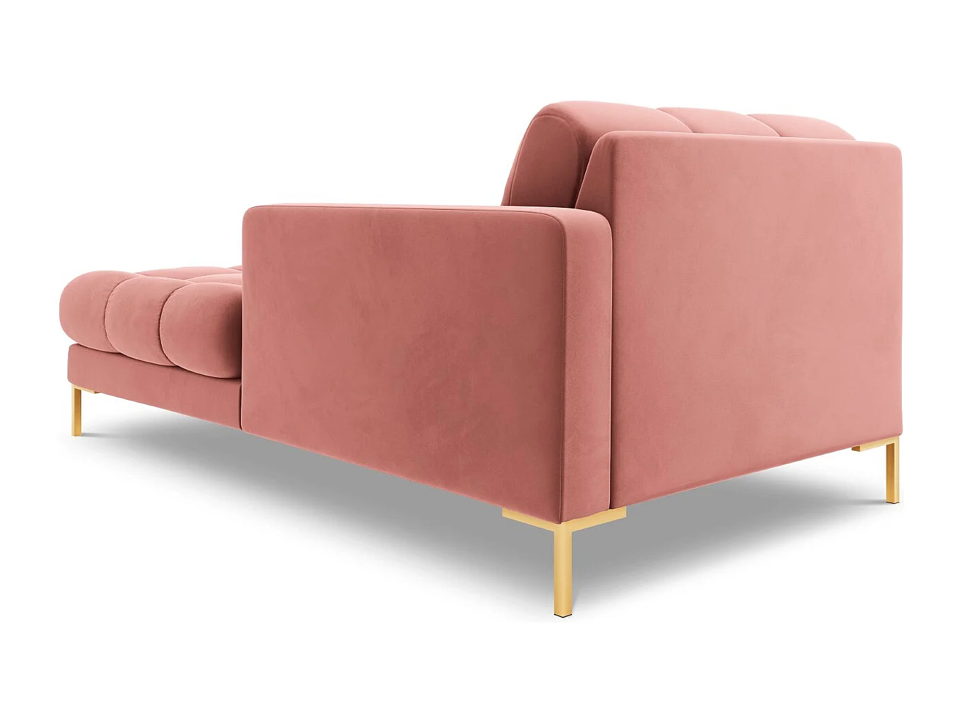 Cosmopolitan Design - Chaise longue de angulo derecho "Bali" de terciopelo rosa - 185x102x75cm