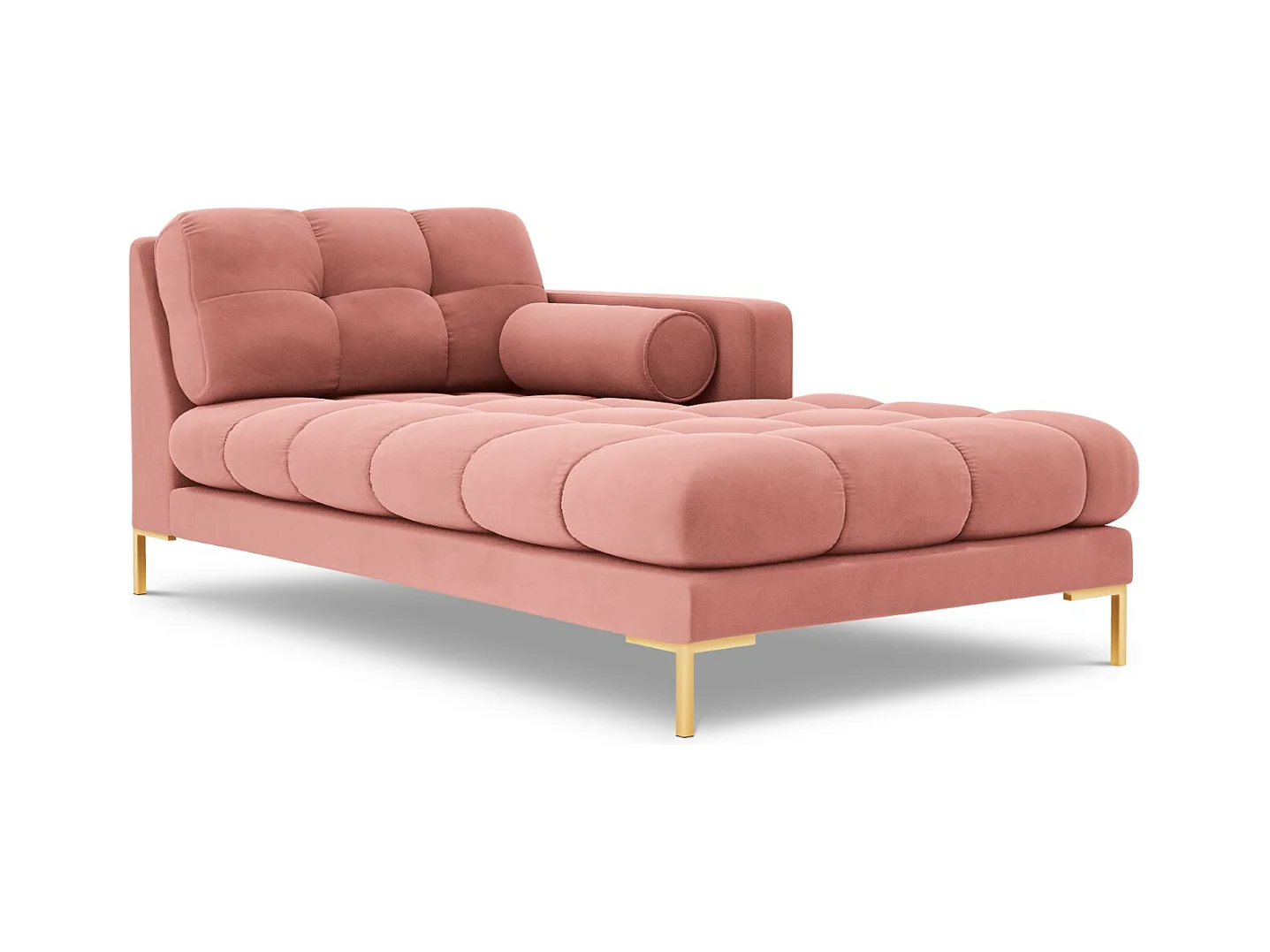 Cosmopolitan Design - Rechter chaise longue "Bali" Flueel, Roze - 185x102x75cm