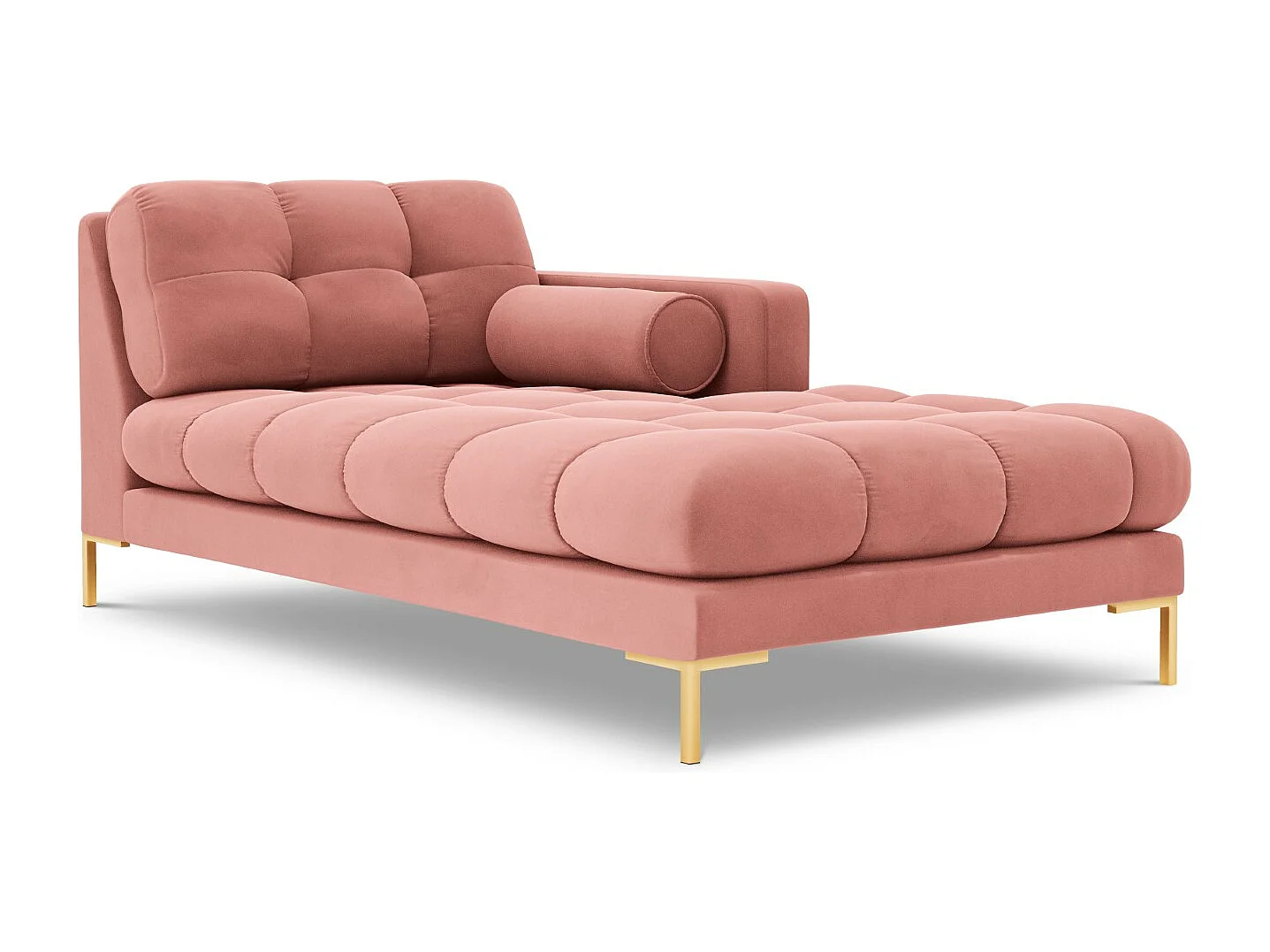 Cosmopolitan Design - Chaise longue direita "Bali" em veludo rosa - 185x102x75cm