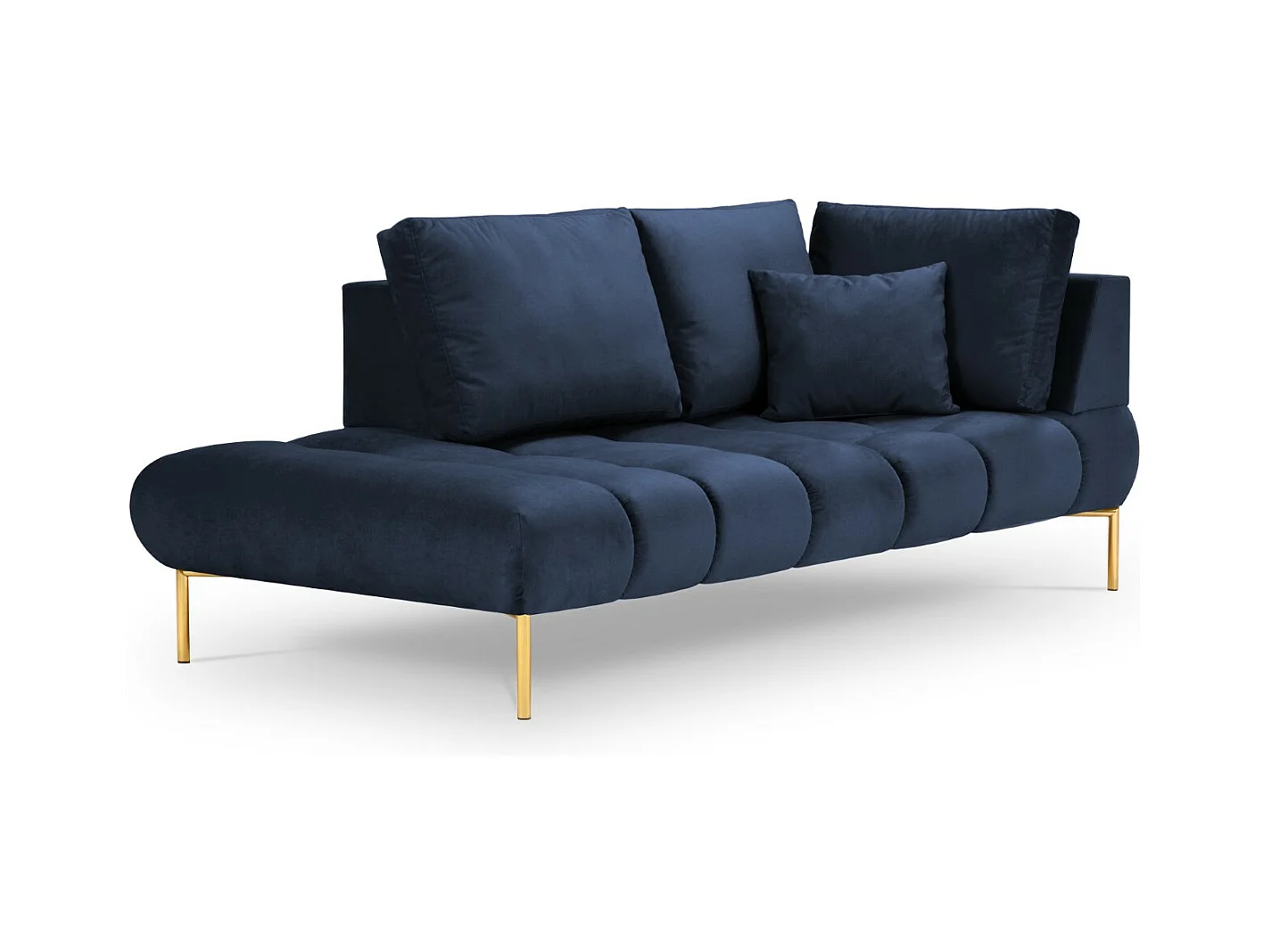 Cosmopolitan Design - Méridienne gauche "Hastings" 2 places en velours bleu roi - 216x102x75cm