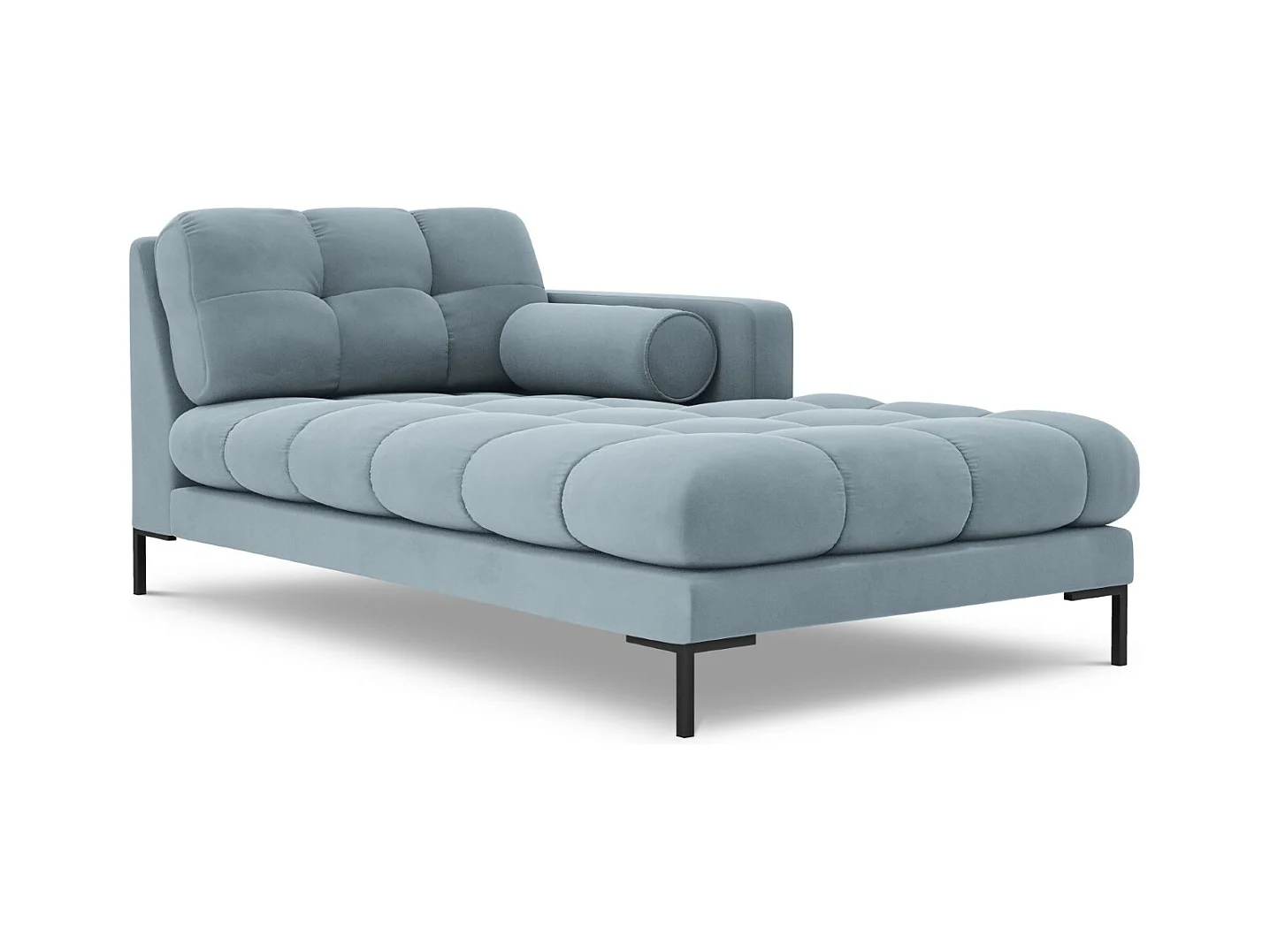 Cosmopolitan Design - Méridienne droite "Bali" en velours bleu clair - 185x102x75cm