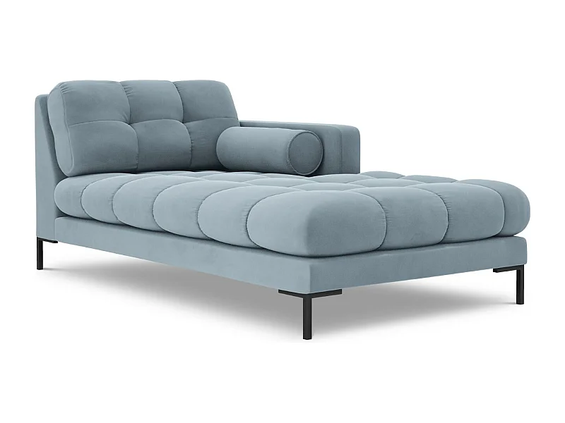 Cosmopolitan Design - Chaise longue direita "Bali" em veludo azul claro - 185x102x75cm