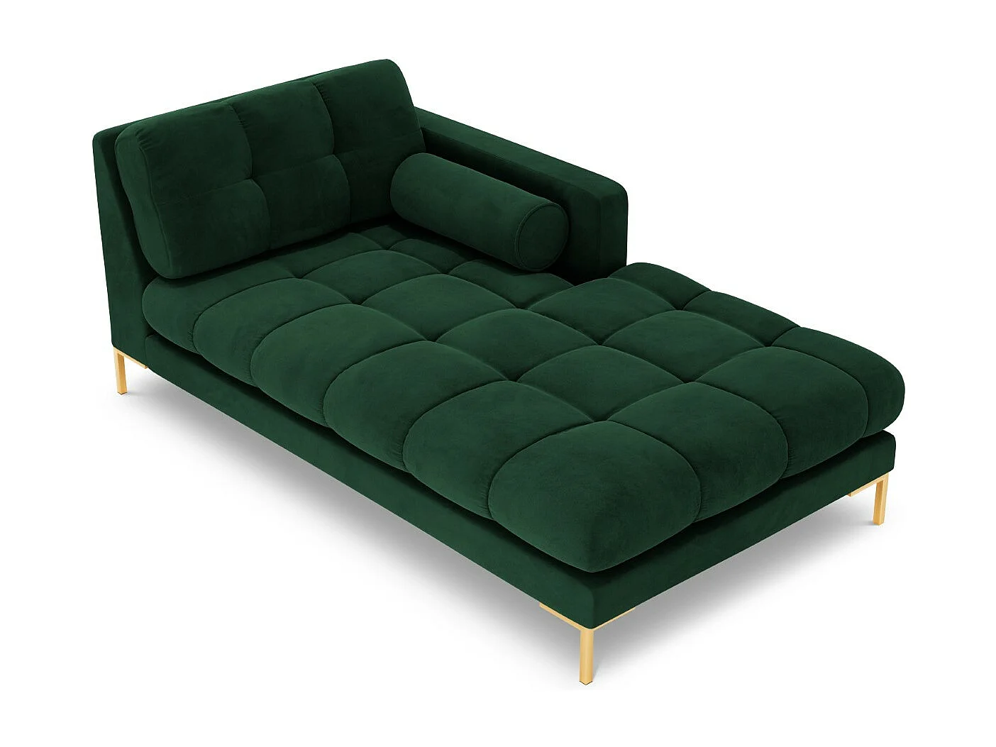 Cosmopolitan Design - Chaise longue de angulo derecho "Bali" de terciopelo verde botella - 185x102x75cm