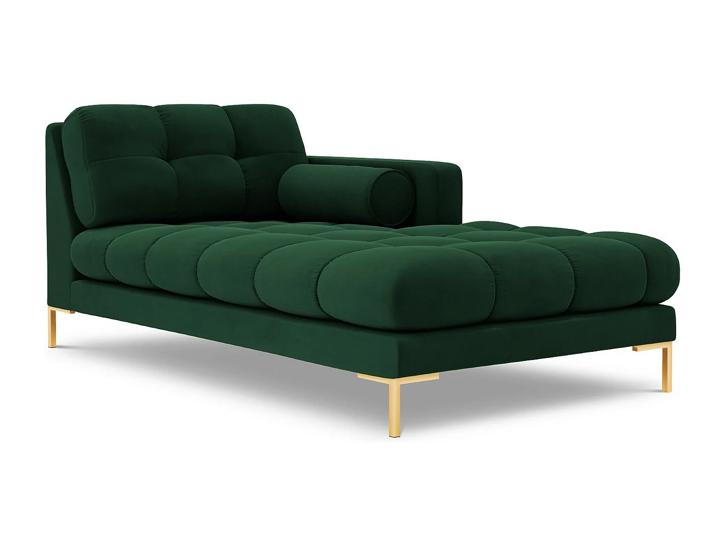 Cosmopolitan Design - Chaise longue direita "Bali" em veludo verde garrafa - 185x102x75cm